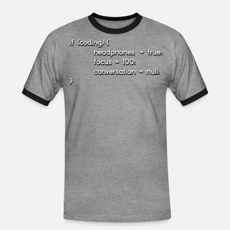 Kopfhörer, Codierer, Programmierer Codieren - Männer Kontrast-T-Shirt - Grau meliert/Schwarz