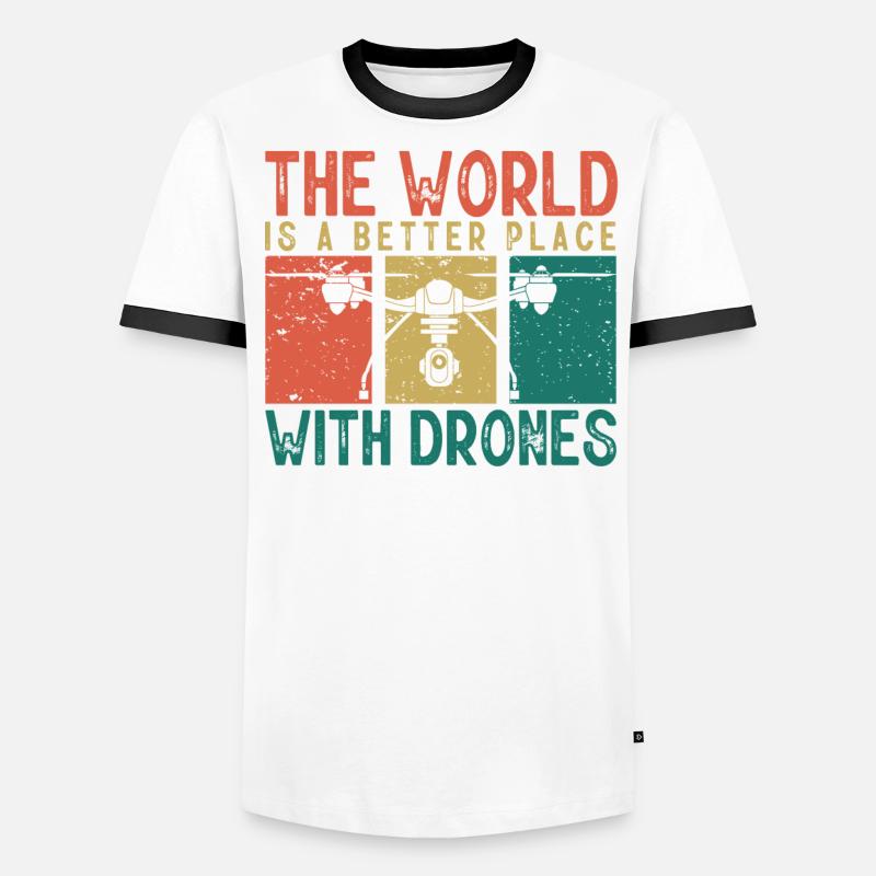 Drone volant, drones aériens, multicoptères, drones T-shirt contrasté Homme