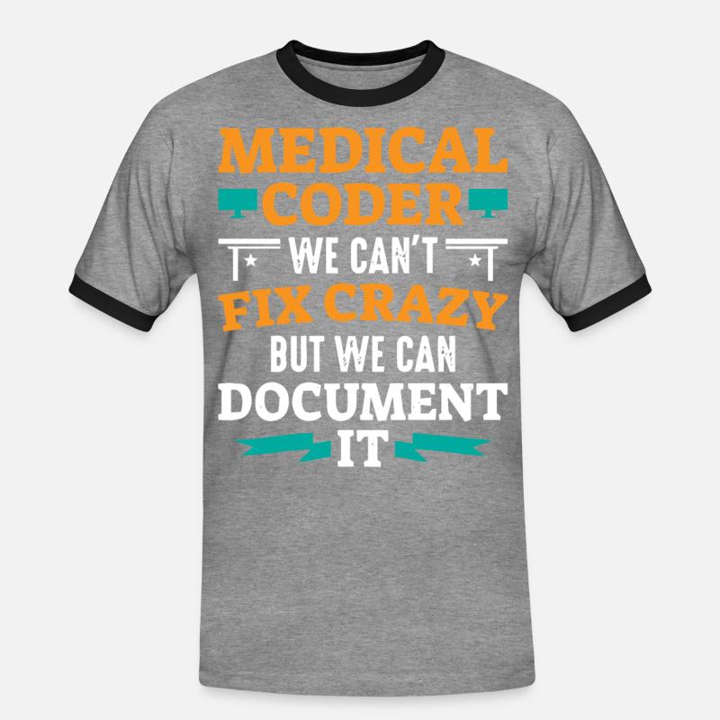 Medical encoder, programmer - Men's Ringer Shirt - heather grey/black