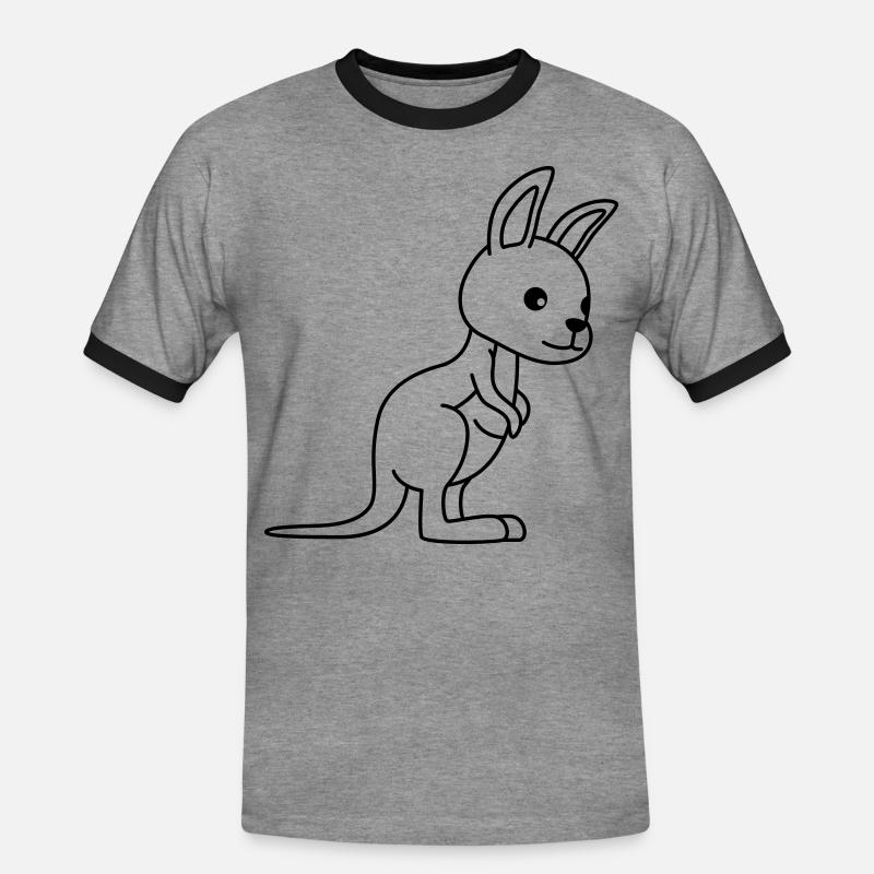 Kangaroo Comic - Männer Kontrast-T-Shirt - Grau meliert/Schwarz
