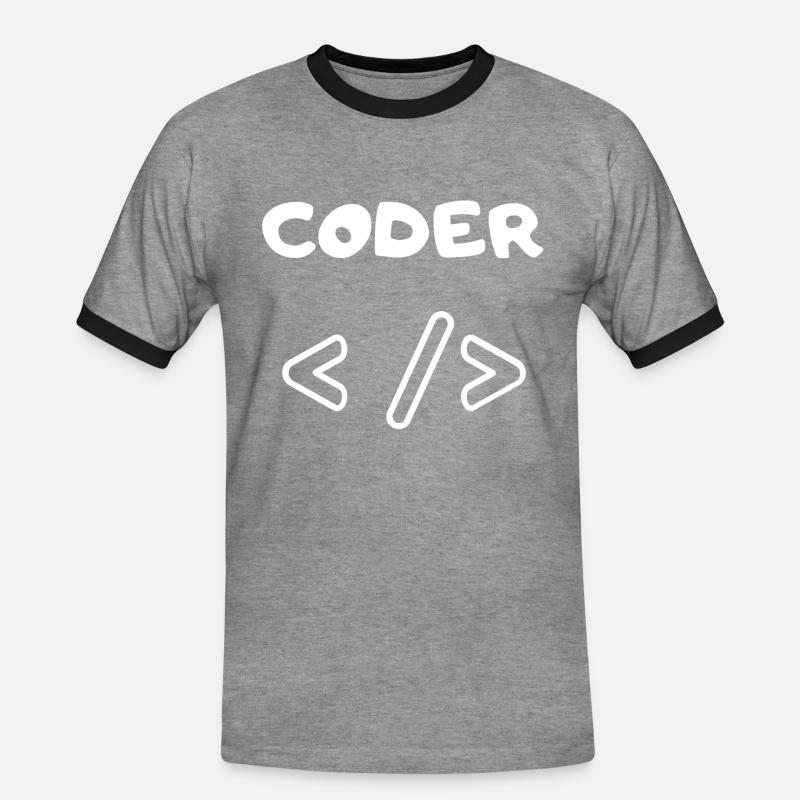 CODER WEB DEVELOPER - Men's Ringer Shirt - heather grey/black