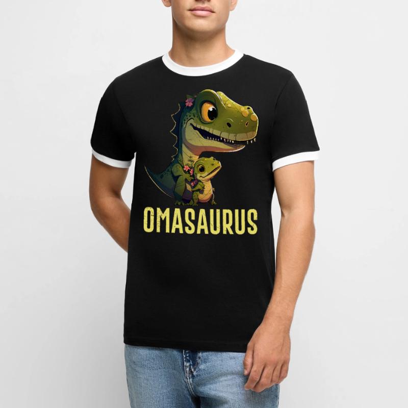 Omasaurus Muttertag Großmutter Dinosaurier Männer Kontrast-T-Shirt