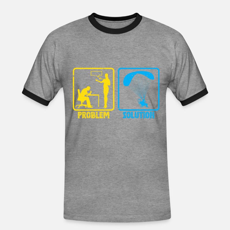 Gleitschirmflieger Problem Solution Paraglider - Männer Kontrast-T-Shirt - Grau meliert/Schwarz