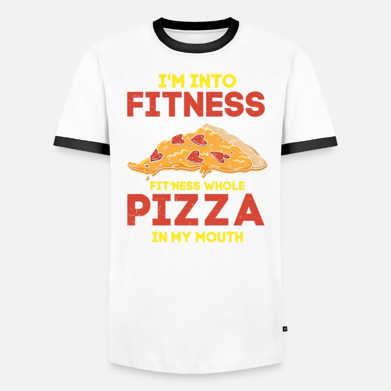 Cuisson de pizzas Je suis dans la forme physique Pizza entière dans la bouche T-shirt contrasté Homme