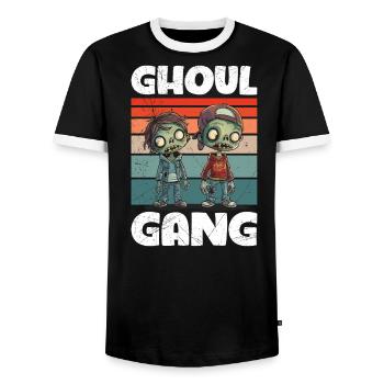 Halloween Costume Kids GHOUL GANG Spooky - Men's Ringer Shirt - black/white - Front - AI Model Female 172 light (172cm) & AI Model Male 178 light (178cm)