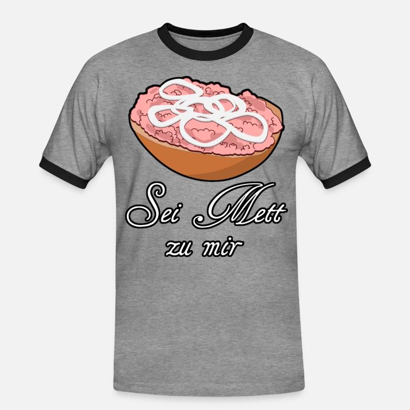 Mettbrötchen Hackfleisch Mett Hack - Männer Kontrast-T-Shirt - Grau meliert/Schwarz
