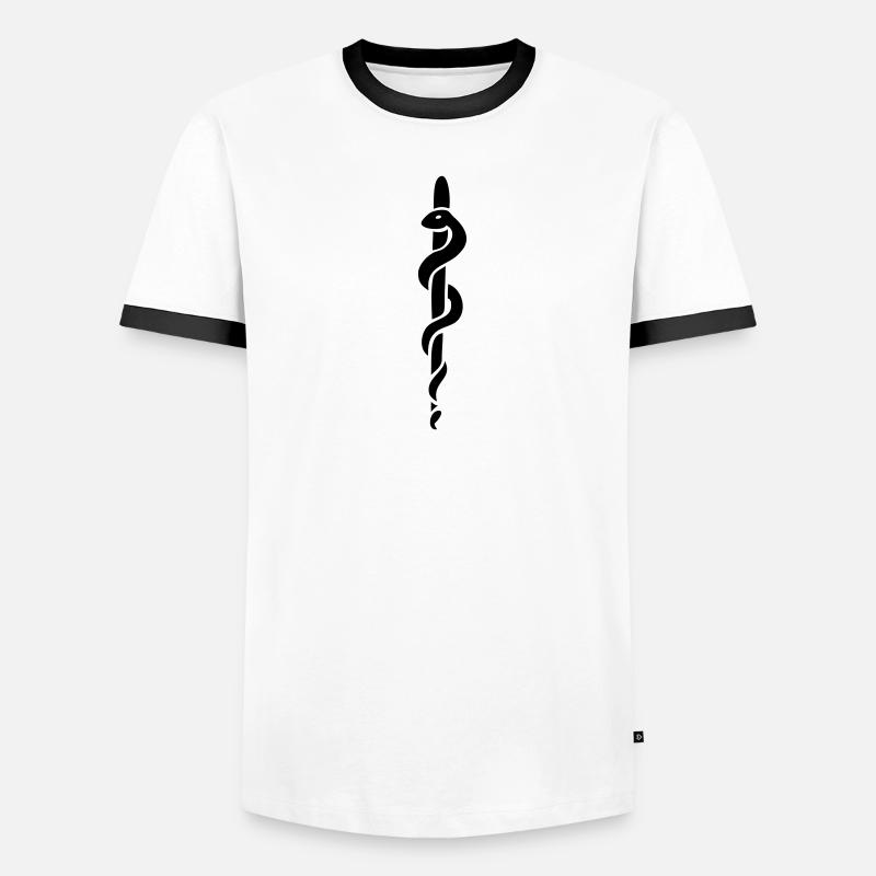 bâton d'Asclépios Esculape médecin T-shirt contrasté Homme