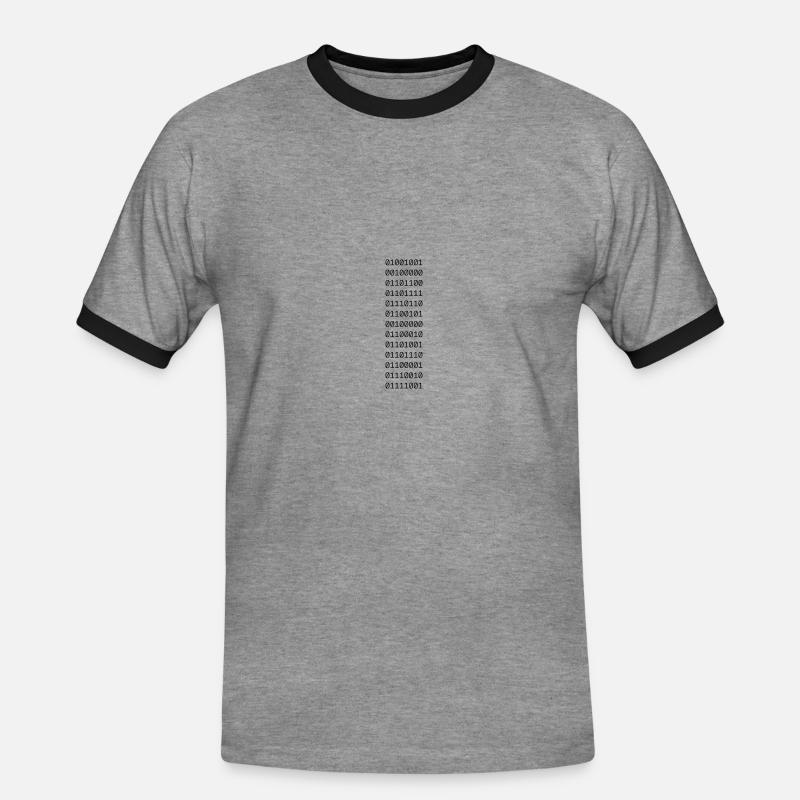 "I LOVE BINARY" in binary. - Men's Ringer Shirt - heather grey/black