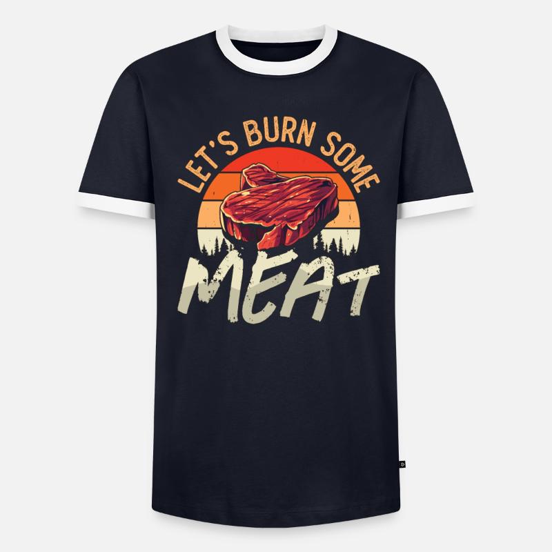 Pulled Pork BBQ Let's Burn Some Meat Pork BBQ Men's Ringer Shirt