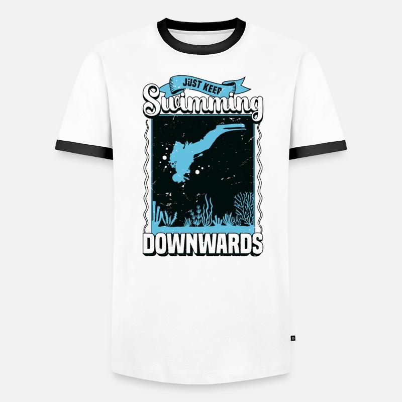 Plongée sous-marine Continuez simplement à nager nageur vers le bas T-shirt contrasté Homme
