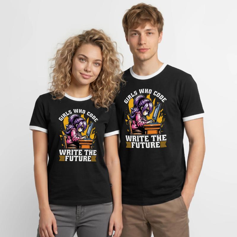 Coder Girls Who Code Write The Future Developer Männer Kontrast-T-Shirt