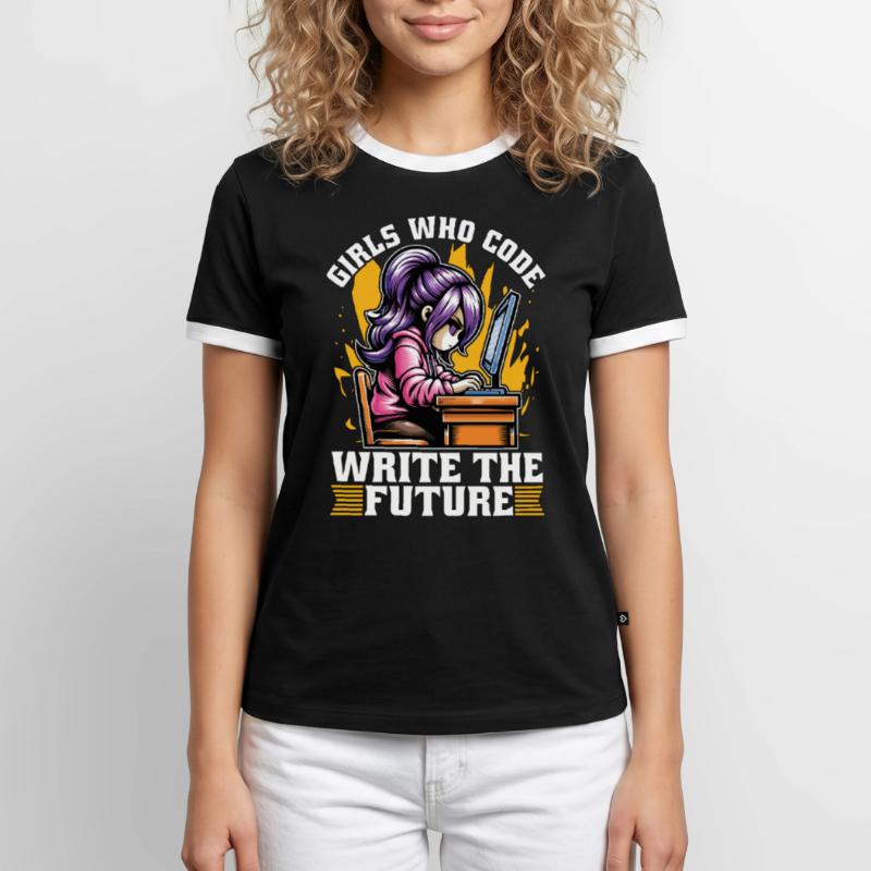 Coder Girls Who Code Write The Future Developer Männer Kontrast-T-Shirt