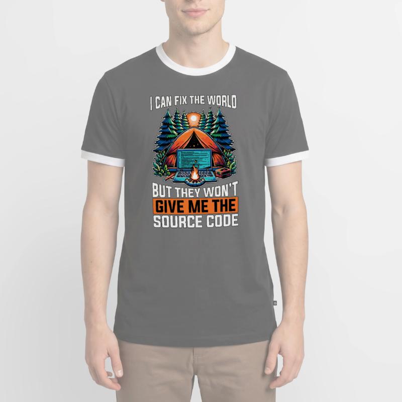 Coder I Can Fix The World Web Developer Coders Men's Ringer Shirt