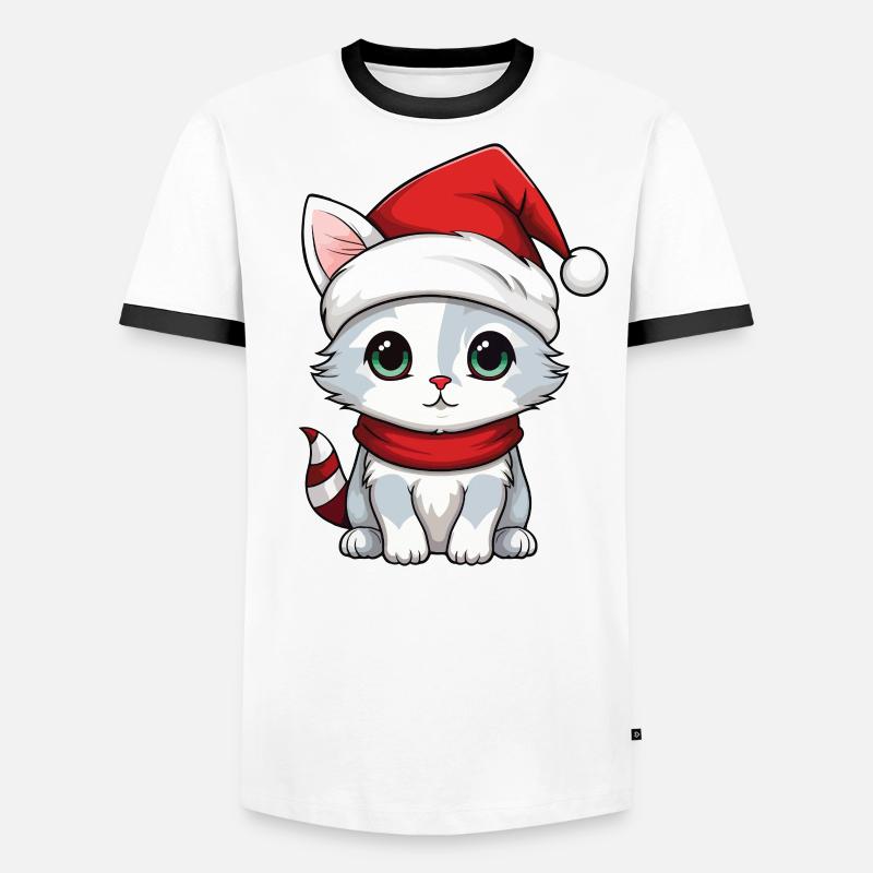 Chat Noël Chat De Noël Mignon Joyeux Catmas T-shirt contrasté Homme