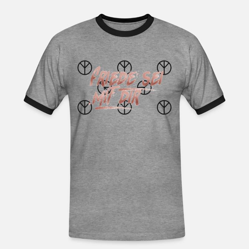 Friede sei mit dir - Männer Kontrast-T-Shirt - Grau meliert/Schwarz