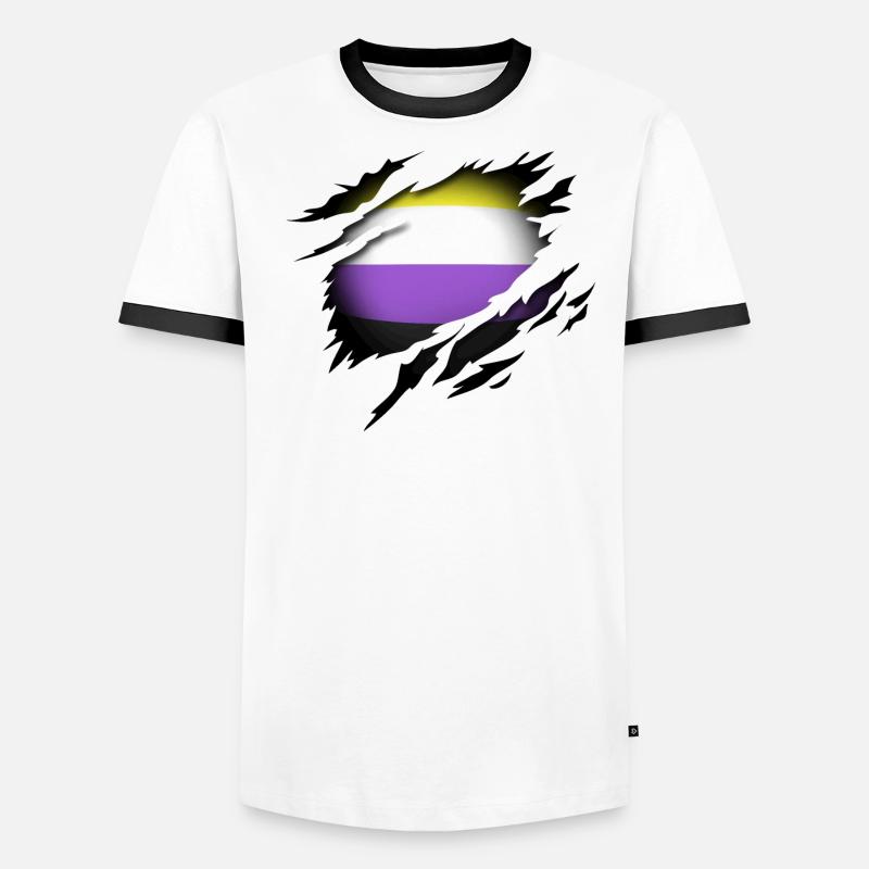 Non Binary Pride im Herzen Männer Kontrast-T-Shirt