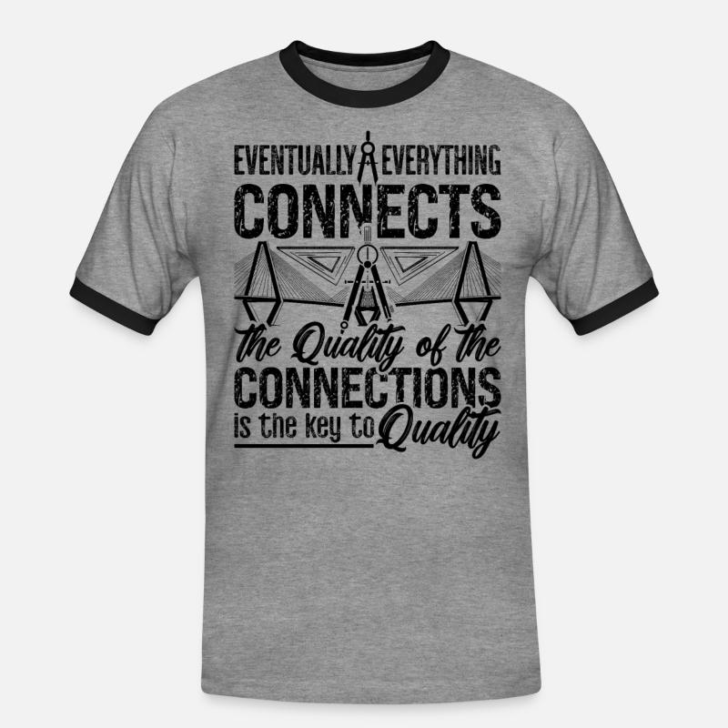 Eventually Everything Connects Engineer Architects - Männer Kontrast-T-Shirt - Grau meliert/Schwarz