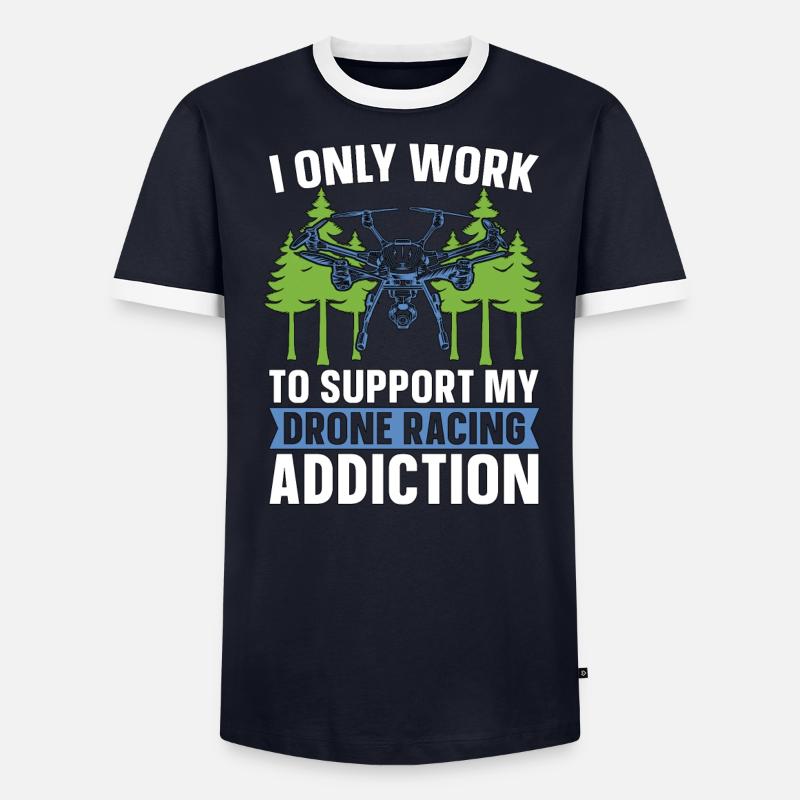 Course de drones Je ne travaille que pour soutenir la machine de course T-shirt contrasté Homme