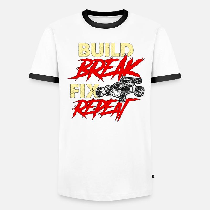 RC Model Racing Build Break Fix Repeat Model Maker Men's Ringer Shirt