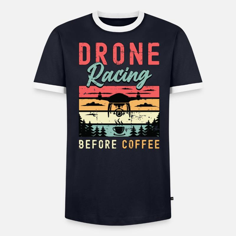 Amateur de course de drones avant la course de drones amateur de café T-shirt contrasté Homme