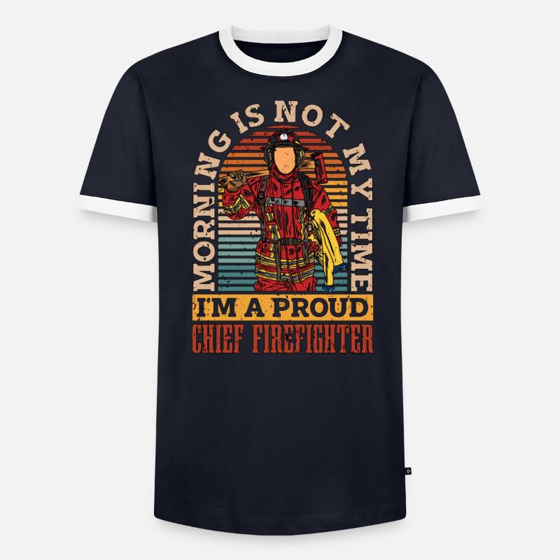 Chef pompier Le matin n’est pas mon heure pompier T-shirt contrasté Homme