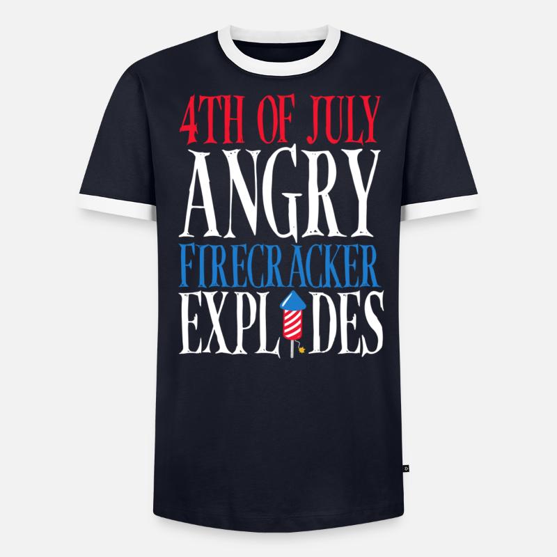 July 4 Angry firecracker explodes - Men's Ringer Shirt - undefined