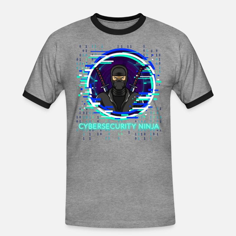Cybersecurity Ninja Code Programmierer Nerd - Männer Kontrast-T-Shirt - Grau meliert/Schwarz