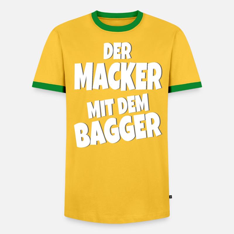 Baggerfahrer - Der Macker mit dem Bagger -Spruch - Männer Kontrast-T-Shirt - 