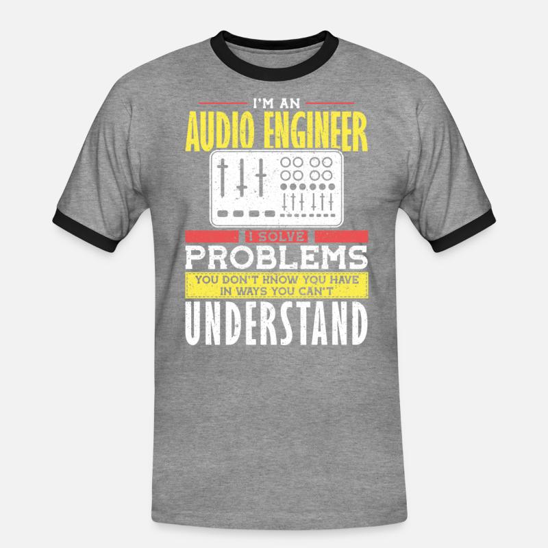 Audio Engineer Løs problem lydtekniker - Kontrast-T-skjorte for menn - gråmelert/svart