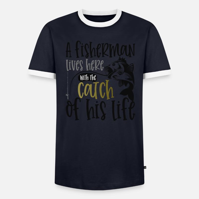 Pêche, Pêche, Pêcheurs, Eau douce, Tournoi de pêche T-shirt contrasté Homme