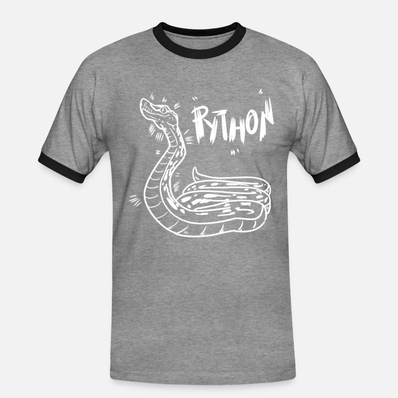 Python - Männer Kontrast-T-Shirt - Grau meliert/Schwarz