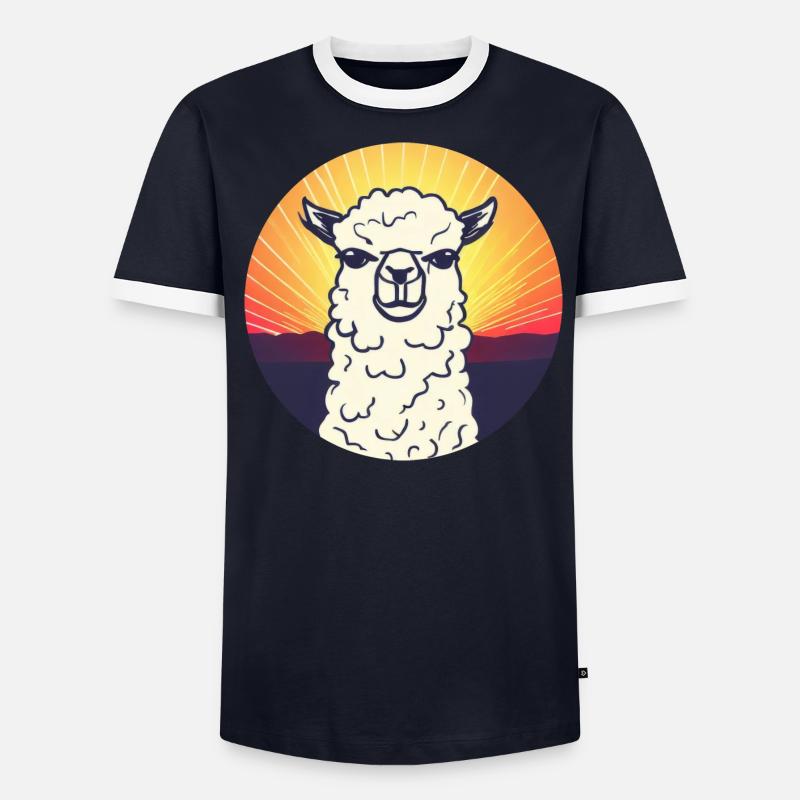 Llama Sunset Design T-shirt contrasté Homme