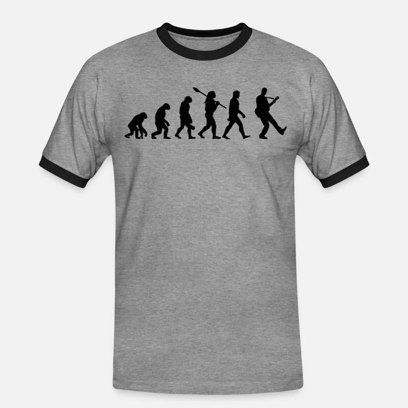 Evolutionary guitar - Men's Ringer Shirt - heather grey/black