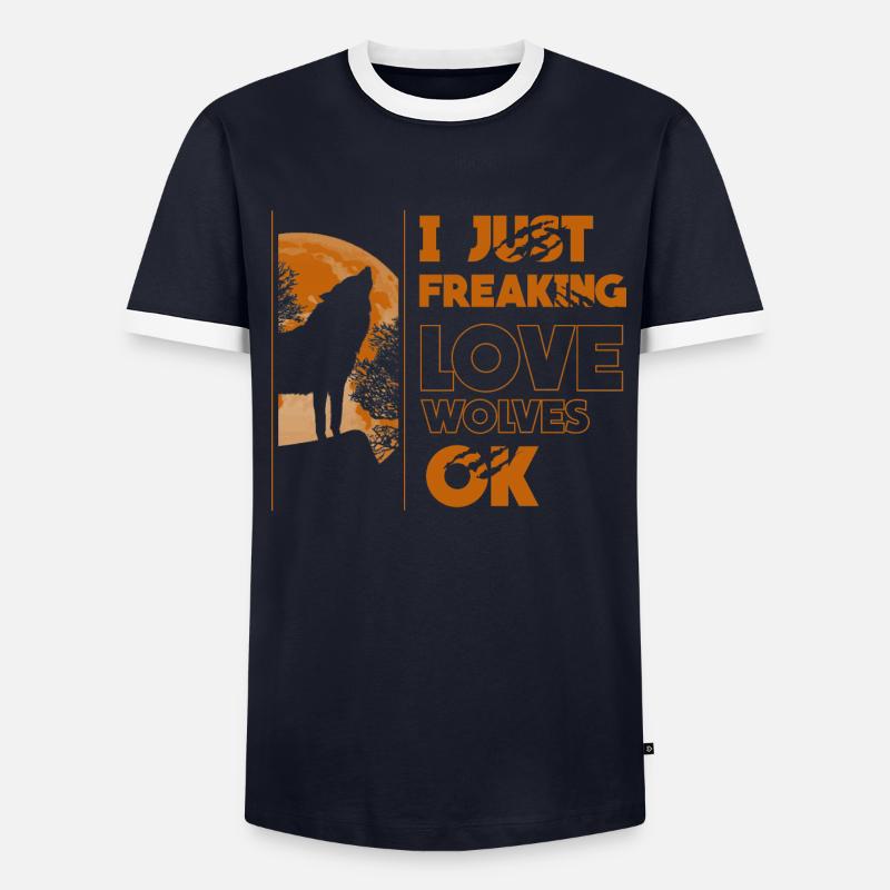 Wolf Männer Kontrast-T-Shirt