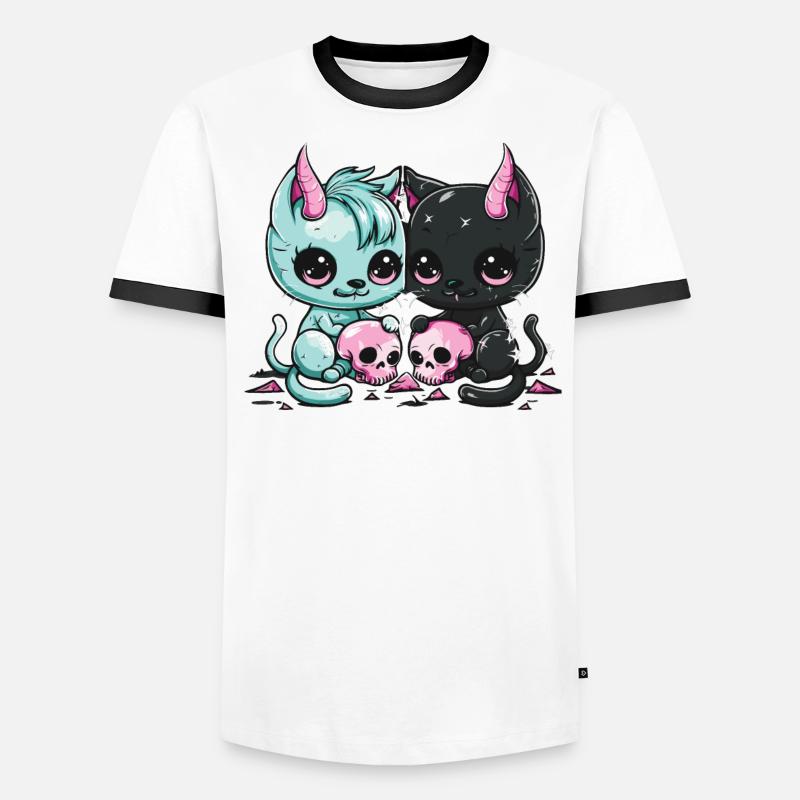 Kawaii Cat Pastel Goth Devilish Men's Ringer Shirt