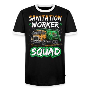 Garbage truck driver for sanitation workers - Men's Ringer Shirt - black/white - Front - AI Model Female 172 light (172cm) & AI Model Male 178 light (178cm)