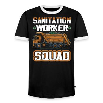Garbage truck driver for sanitation workers - Men's Ringer Shirt - black/white - Front - AI Model Female 172 light (172cm) & AI Model Male 178 light (178cm)