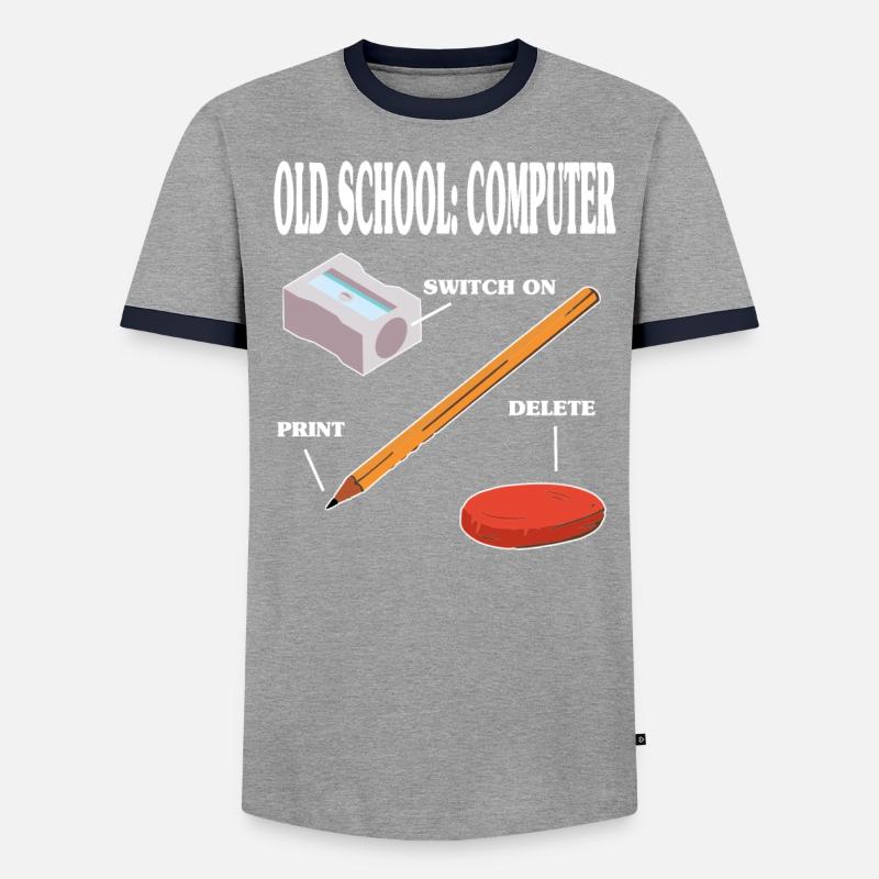 Old School Computer PC Technik - Männer Kontrast-T-Shirt - Grau meliert/Schwarz