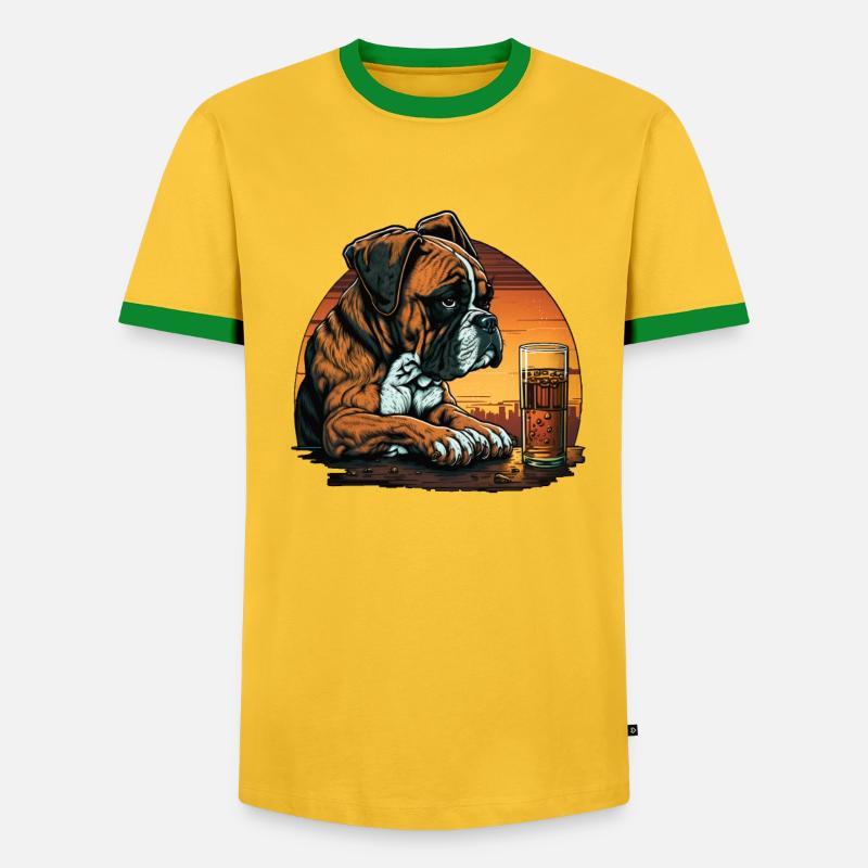 Grumpy Boxer drinks whisky - Men's Ringer Shirt - undefined