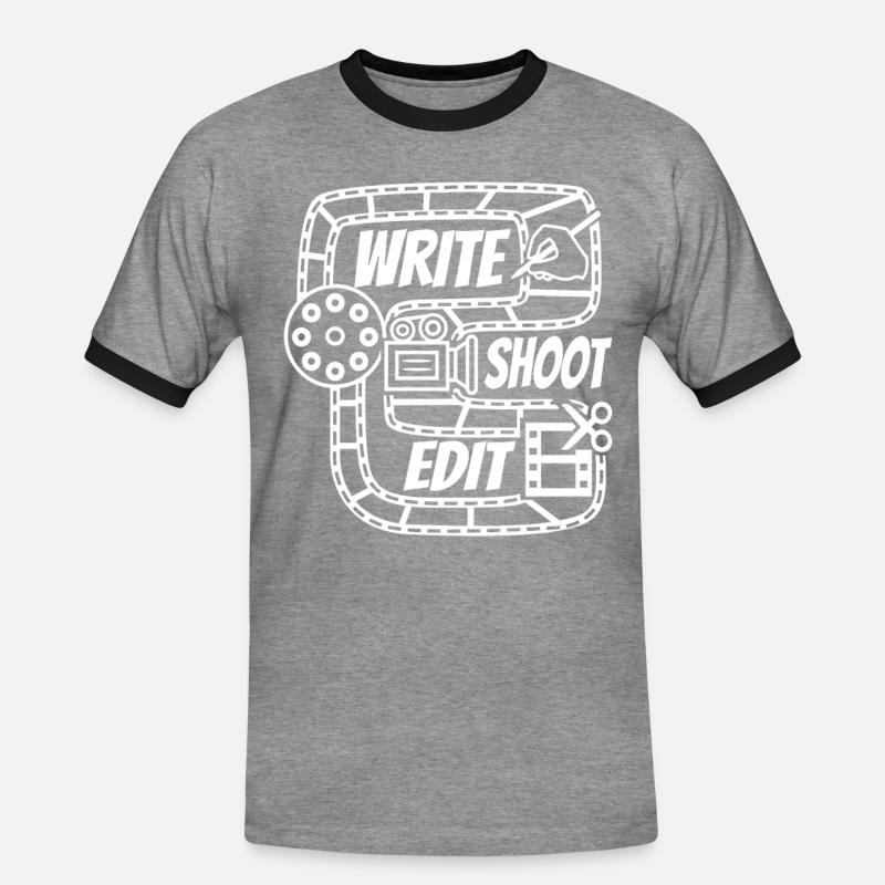Write Shoot Edit Repeat - Men's Ringer Shirt - heather grey/black