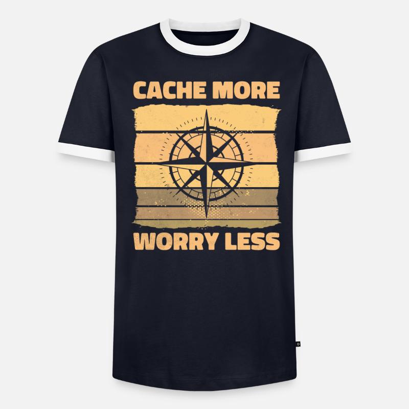 Caching, more worries, less geocaching fun Men's Ringer Shirt