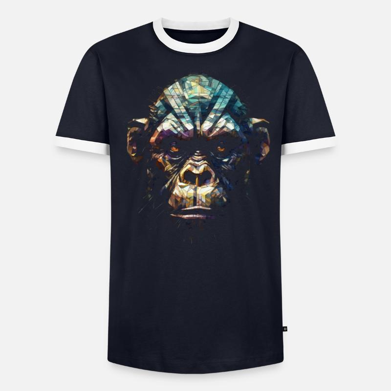 Affe Polygon Kunst Primat Dschungel Tier Geschenk Männer Kontrast-T-Shirt