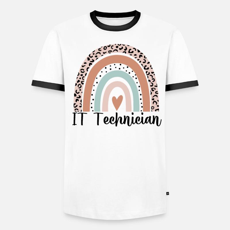 Technicien informatique Rainbow Leopard Drôle technicien informatique T-shirt contrasté Homme