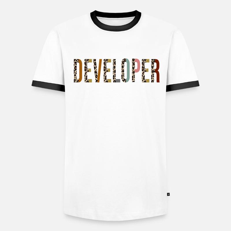 C++ developer Leopard Print Funny Gift Men's Ringer Shirt