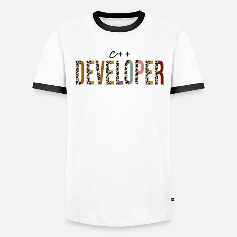 C++ developer Leopard Print Funny Men's Ringer Shirt
