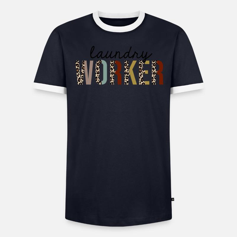 Laundry Worker Leopard Print Funny Men's Ringer Shirt