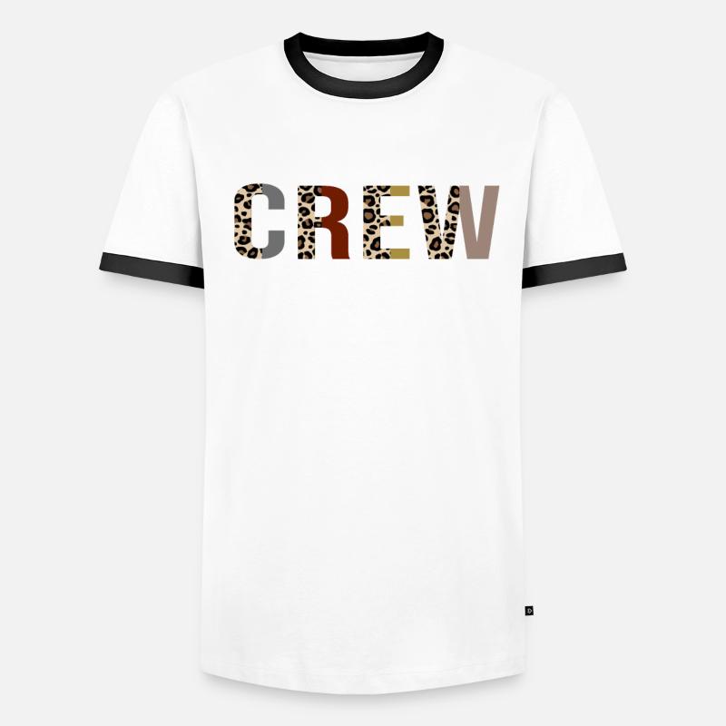 Cadeau drôle d'impression de léopard d'équipage de déjeuner T-shirt contrasté Homme