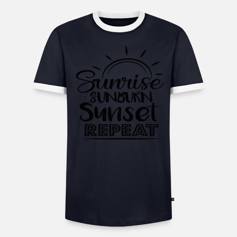 Lever de soleil Coup de soleil Coucher de soleil Répéter les citations d’été T-shirt contrasté Homme
