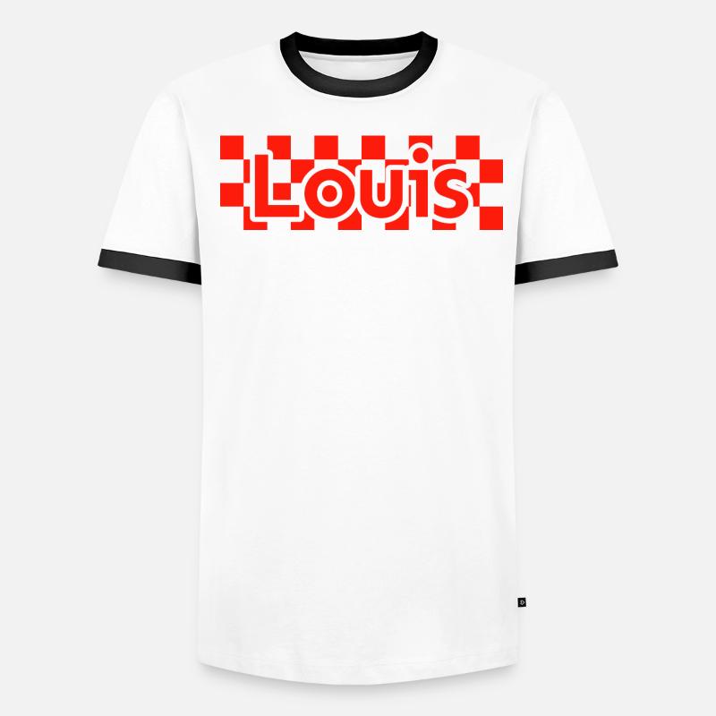 Checkerboard Text First Name Man Last Name Louis Men's Ringer Shirt