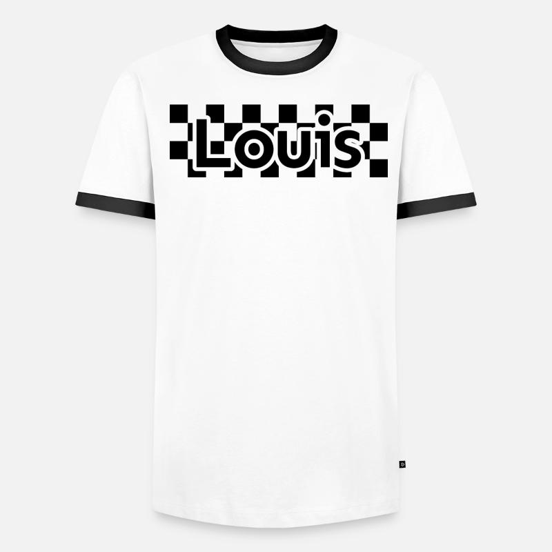 Checkerboard Text First Name Man Last Name Louis Men's Ringer Shirt